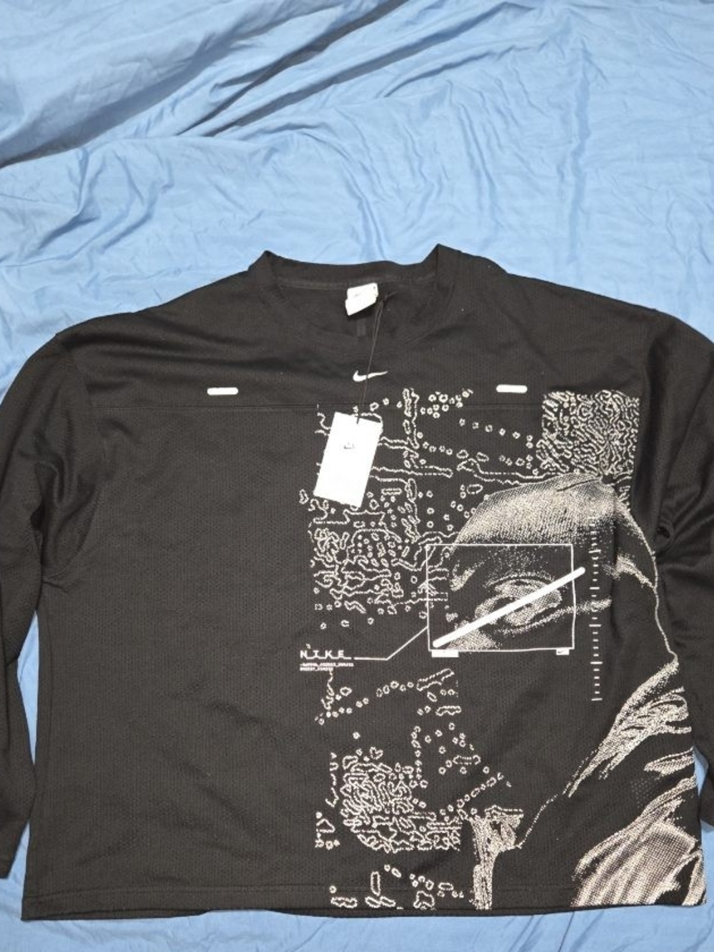 Nike Black Long Sleeve Shirt with White Graphic Print